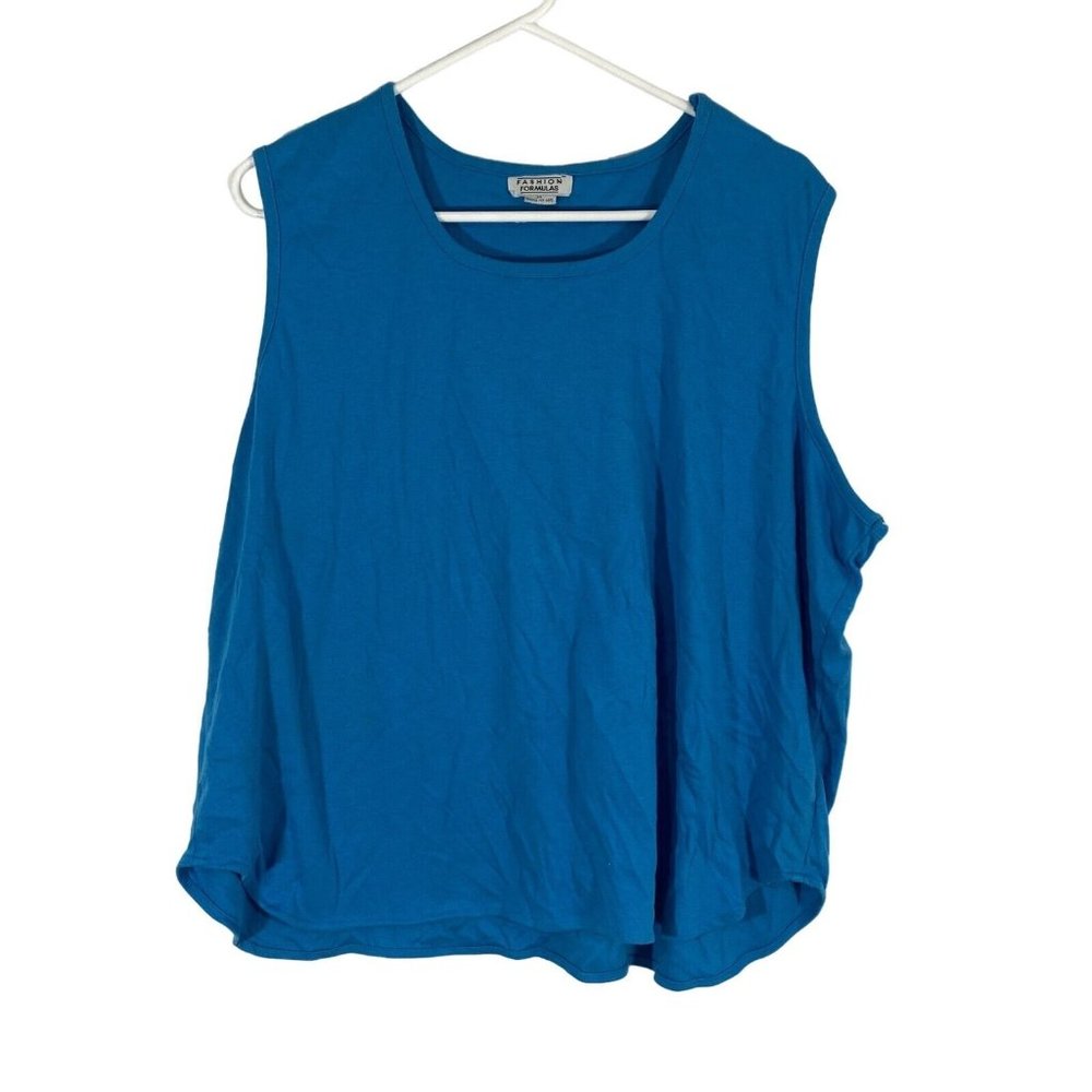 Fashion Formulas Womens Blue Sleeveless Round Neck Pullover Tank Top Size 3X